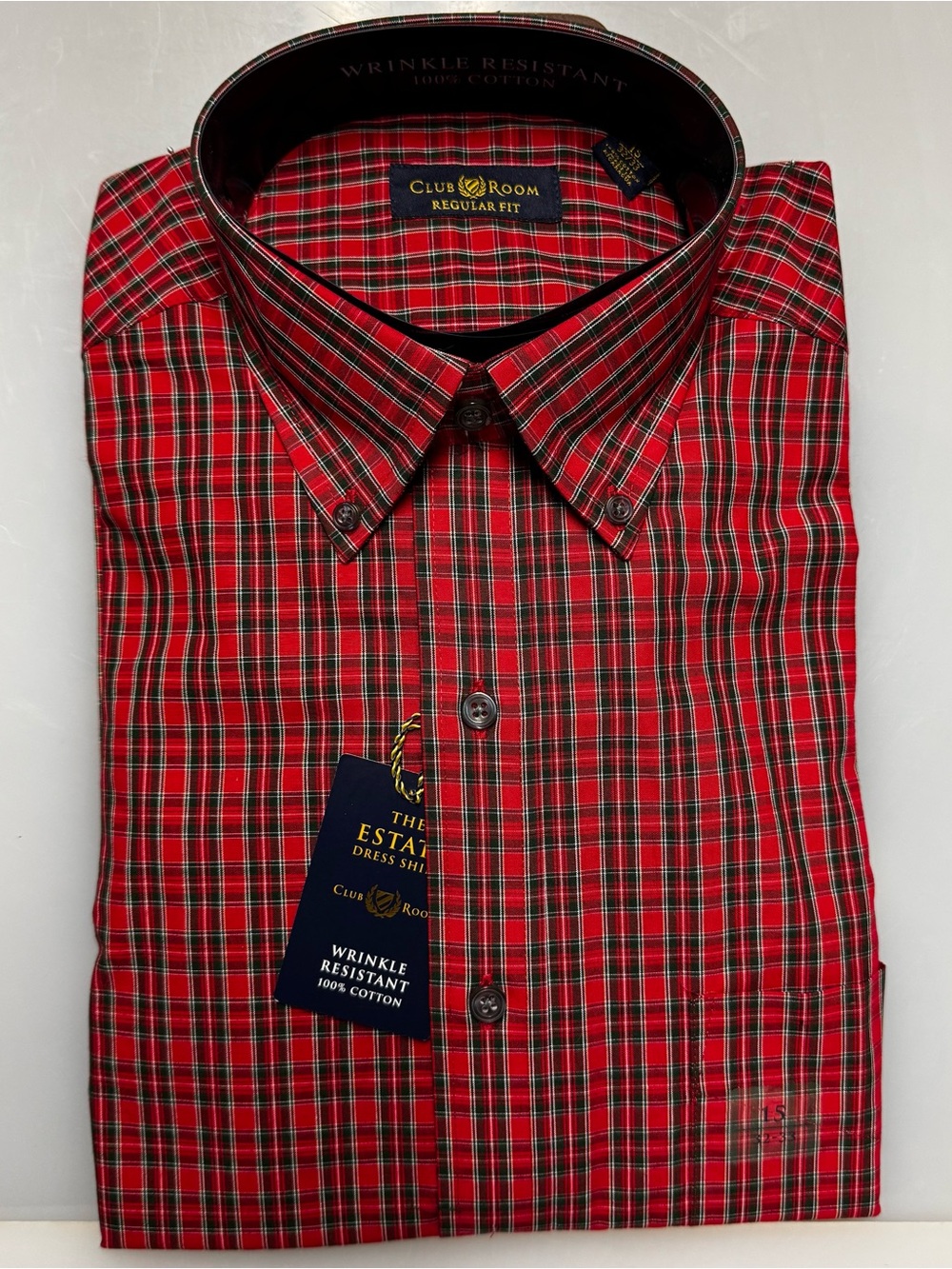 Club Room Red and Black Plaid Button-Down Shirt